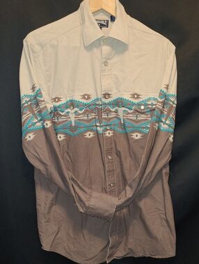 PANHANDLE SLIM Scenic Border Long Sleeve Western Snap Down Shirt